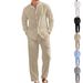 Men's Linen Casual Two Piece Set Stand Collar Shirt Loose Fitting Trousers_viptrois.com