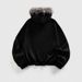 Men's Streetwear Hoodie With Rhinestone Details & Flag Print, Detachable Faux Fur Hood, Loose Fit Warm Winter Pullover_viptrois.com