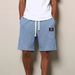 Summer New Arrival Men's Casual Shorts Simple Waffle Texture Embroidered Logo Solid Color American Style_viptrois.com