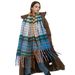 Unisex Wool-rainbow plaid scarf women's winter scarf thickened warm shawl_viptrois.com