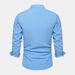 2023 European Fashion Solid Standing Neck Casual Long sleeved Cotton Linen Men's Trendy Shirt_viptrois.com