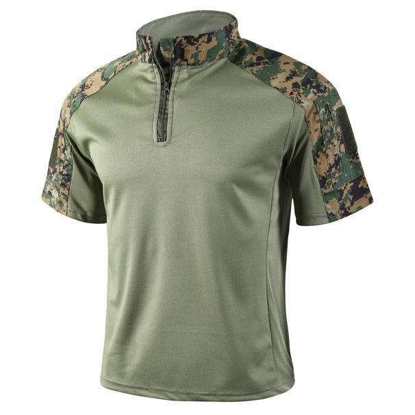 Men's Summer Frog Suit Short Sleeve Tactical Outdoor Training Clothing American Camouflage Breathable Polyester Fiber Thin_viptrois.com