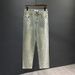 men's hong kong style patchwork denim jacket distred washed casual spring autumn midweight straight leg jeans two piece set_viptrois.com