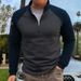 Men's Fleece Pullover With Stand Collar, Double-Sided Fleece Jacket For Autumn And Winter, Color-Blocked Casual Warm Coat_viptrois.com