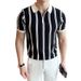 Men's Half-Zip Contrast Stripe Polo Shirt - Summer Lightweight & Breathable | Slim Lapel Design | Mature Elegant Style_viptrois.com