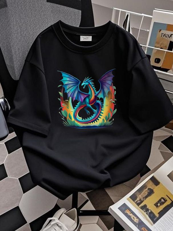 Imagine Being A Dragon Breathing Fire Magical Wings Men T-Shirt Casual Streetwear Slightly Summer Soft Fashion Stylish Graphic Stretched Homme_viptrois.com