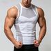 Men's Clothing Muscular Men's Sleeveless Vest Milk Silk Stretch Racer Neck Quick Drying Sports Vest Ribbed Print Fashionable_viptrois.com