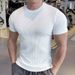 Men's Clothing Slim Fit Crew Neck T-Shirt Quick Drying Sports Fitness Top With Textured Cuffs Elastic Short Sleeve T-Shirt For Summer_viptrois.com