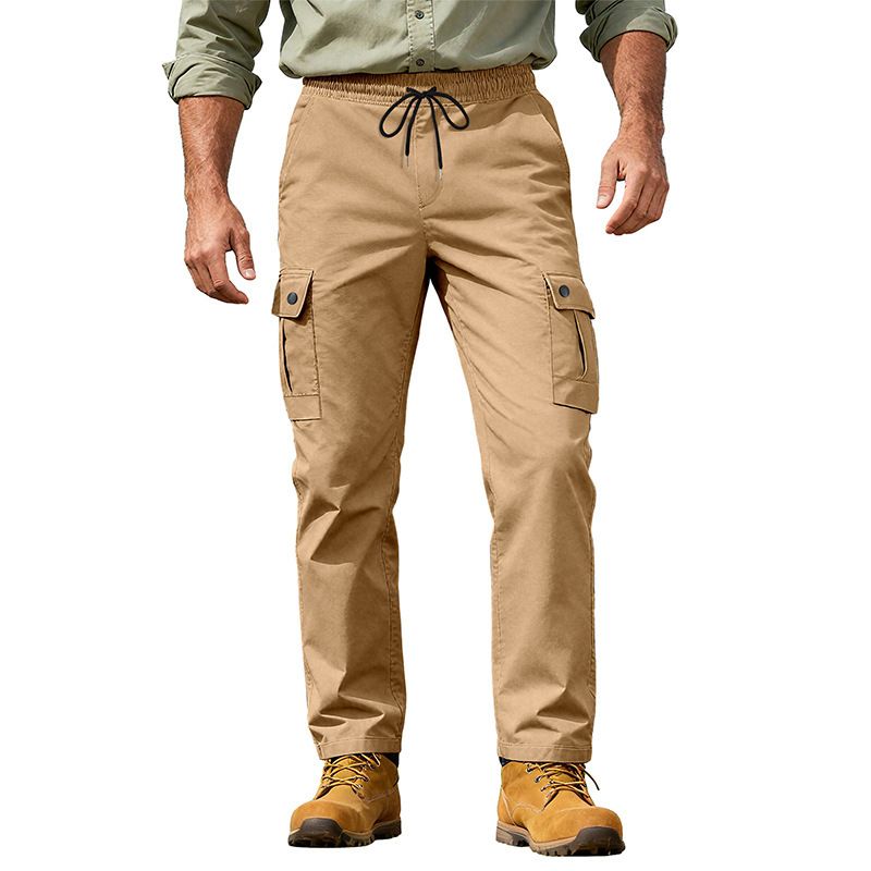 Men's Retro Tactical Khaki Workwear Sports Trousers Spring Autumn Outdoor Commuting Loose Fit American Style_viptrois.com