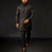Men' Moslem New Ethnic Style Suit Bricks Shirt And Solid Color Pants 2-Piece Men's Set (In Stock_viptrois.com