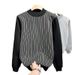 New trendy autumn and winter casual round neck sweatshirt with fashionable stripes, loose and versatile pullover, long sleeved top_viptrois.com