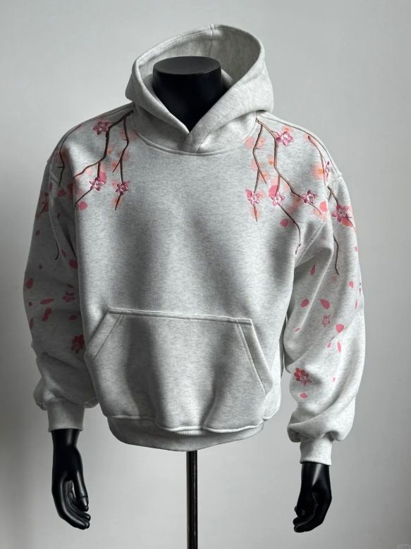 Unisex Embroidered Floral Hoodie - Oversized Streetwear Pullover With Autumn/Winter Design For Men & Women_viptrois.com