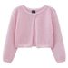 Mother & Kids Girls' Lace Round Neck Knit Cardigan - Lightweight Summer Baby Toddler Open Front Cover-Up (White, Pink, Dark Gray) - Sizes 90-130cm_viptrois.com