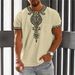Men's Clothing T Shirts Leisure Ethnic Style Short Sleeved Loose Casual Short Sleeved Tops_viptrois.com