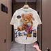 Men's Clothing 2024 Summer New Men's Versatile Bear Painted Print Short Sleeved T Shirt Tops Half Sleeved Men's Handsome_viptrois.com