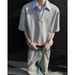 Men's Clothing Two Piece Shirt Collar Short Sleeved Versatile And Handsome Loose Short Sleeved T Shirt_viptrois.com