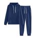 Men's Clothing Solid Color Long Sleeved Hooded Sweatshirt Suit Casual Loose Sports Two Piece Suit_viptrois.com