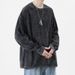 American Retro Pure Cotton Washed Long Sleeve T-Shirt For Men High Street Loose Couple Round Neck Pullover Tee Top_viptrois.com