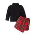 kid's clothing Christmas winter girl high neck long sleeve plaid irregular culottes vintage cute little children's suit_viptrois.com