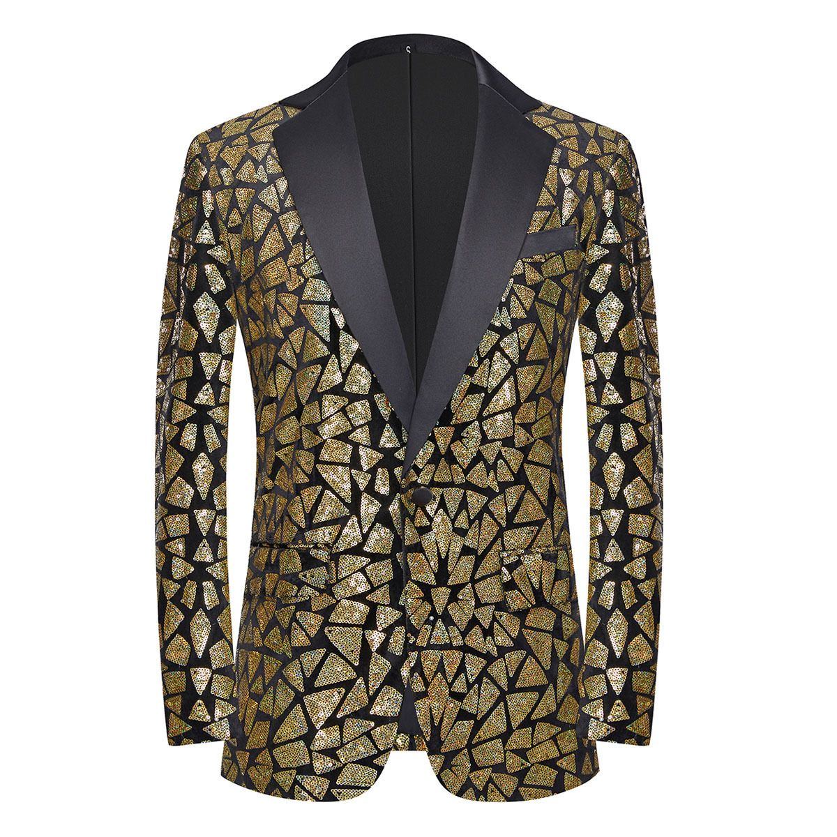 Men's Clothing Triangle Sequined Suit Jacket Us Size Party Banquet Performance Clothing_viptrois.com