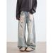 Light Blue Washed Ripped Beggar Pants Men And Women Loose Street Design Fashionable Jeans_viptrois.com
