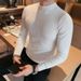 Half High Neck Sweater, Men's Slim Fit Long Sleeved Sweater, Versatile Solid Color Sweater_viptrois.com