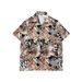 Men's Clothin Trend Brand High End National Trend Creative Hong Kong Style Casual Retro Loose Short Sleeved Shirt Men's Beach Flower Shirt Women_viptrois.com