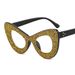 New Retro Cat Eye Sunglasses European And American Fashion Butterfly Frame Sunglasses Versatile Handmade Diamond Flat Glasses_viptrois.com