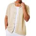 Men's Clothing Men's Casual Knitted Cardigan Summer Cool Hollow Short Sleeved Men's Shirt Solid Color Men's Tops_viptrois.com