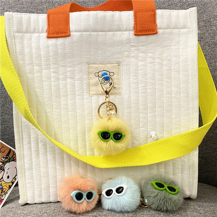 Bag Charm Ugly And Cute Plush Keychain Little Monster Bag Pendant Pearl Fur Ball Doll Car Keychain Small Gift_viptrois.com