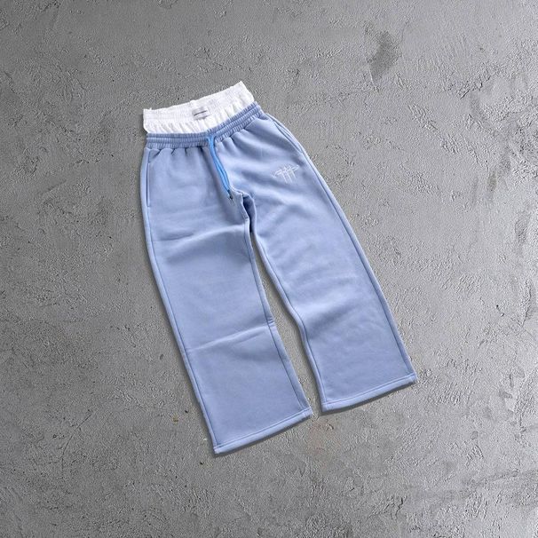 Men's Clothing Autumn And Winter Plus Velvet Sweatpants Women Elastic Waist Drawstring Sports Letter Embroidery Loose Straight Women's Casual Trousers_viptrois.com