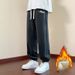 Heavyweight Sherpa-Lined Fleece Pants – Winter-Ready Relaxed Fit (Black/Dark Gray, Straight & Tapered Styles)_viptrois.com