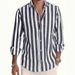 Men's Casual Long Sleeve Striped Shirt - Breathable Polyester, Lightweight & Wrinkle-Resistant, Multiple Colors & Sizes (S-5XL)_viptrois.com
