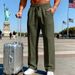 Men's Clothing Men's Casual Trousers Loose Straight Leg Solid Color Sports Pants Simple Design_viptrois.com
