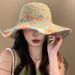Grass Women's Summer Colorful Weaving Beach Holiday Sunshade And Sunscreen Breathable Hollow Large Brim Showcasing Face_viptrois.com