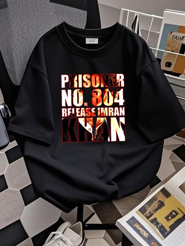 Release Imran Khan T-Shirt Prisoner No. 804 Protest PTI Pakistan Prim Minister Designer Clothes Slightly Stretched Comfortable Summer Graphic_viptrois.com