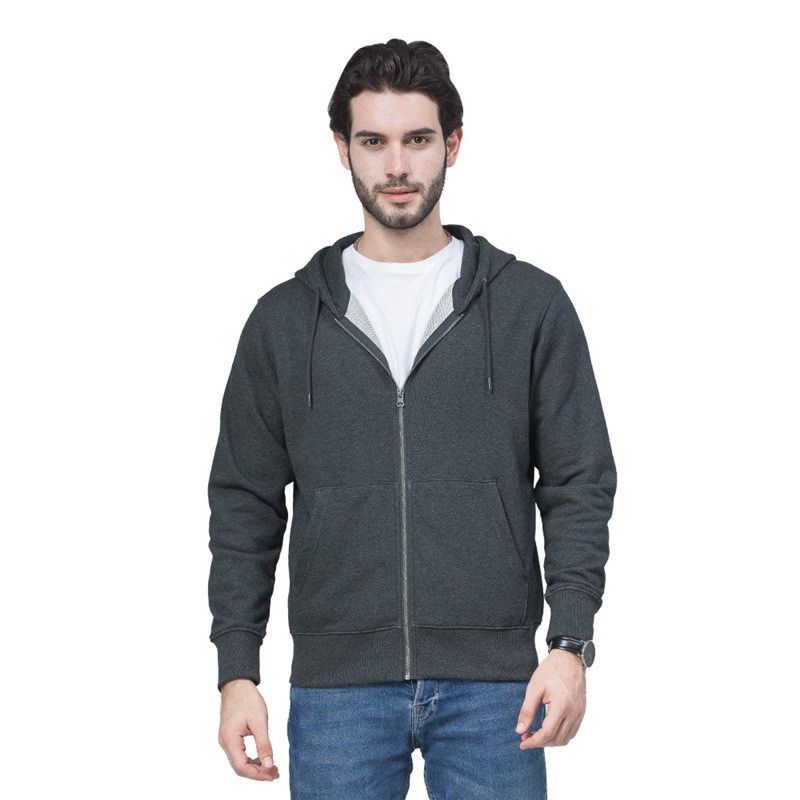 Men's Clothing Hooded Casual Fashionable Versatile Cardigan Fleece Hooded Zip-Up Sweatshirt – Oversized Korean Streetwear Jacket (Black/Navy/Charcoal)_viptrois.com