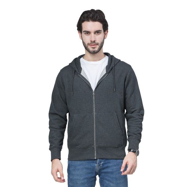 Men's Clothing Hooded Casual Fashionable Versatile Cardigan Fleece Hooded Zip-Up Sweatshirt – Oversized Korean Streetwear Jacket (Black/Navy/Charcoal)_viptrois.com