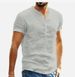 Men's Stand Collar Short-sleeved V-neck Cotton And Linen Shirt_viptrois.com