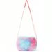 Girls Pink Butterfly Cartoon Print Messenger Bag Kawaii Colorful Plush Outing Small Square Bag Furry_viptrois.com