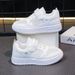 2025 New Style Girls' White Shoes Spring And Autumn Boys' Non Slip Solid Bottom Shoes Thick Bottom Heightening Children's Sports Shoes_viptrois.com