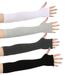 Unisex Long half-finger gloves with wooden ear edge Knitted warm cotton solid color open finger ruffled extended gloves_viptrois.com