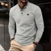 Men's Clothing Casual Waffle Knit Long Sleeve Henley Shirt - Breathable, Lightweight & Quick-Dry, Relaxed Fit, Round Neck, Solid Colors (White, Navy)_viptrois.com
