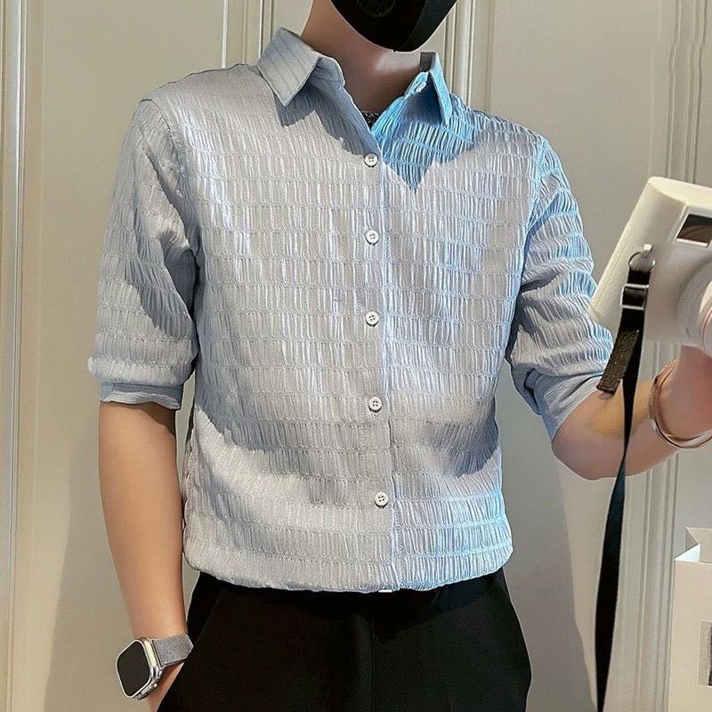 Men's Clothing Short Sleeved Shirts Handsome Shirts_viptrois.com