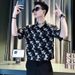High-end Butterfly Printing Short-sleeved Shirt Men's Summer Thin Medium-sleeved Shirt Ruffian Handsome Personalized Ink Splashing Top_viptrois.com