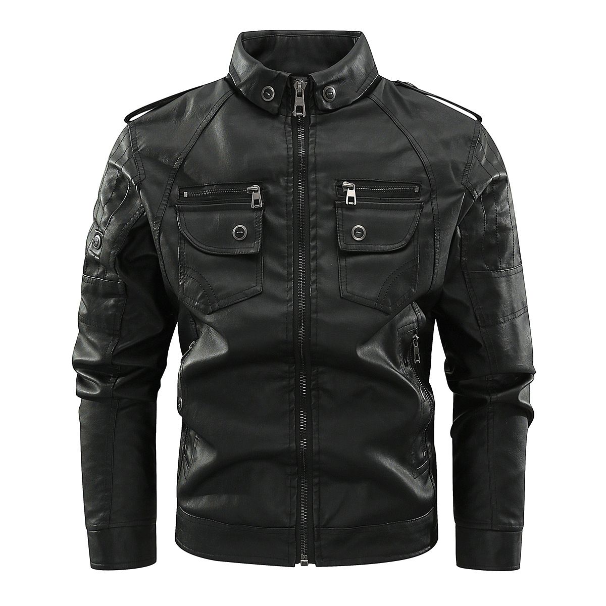 Men's Vintage Washed Leather Jacket – European-Sized Distressed Biker Style (Brown/Black/Denim, M-4XL)_viptrois.com