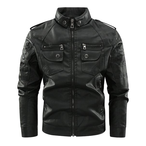 Men's Vintage Washed Leather Jacket – European-Sized Distressed Biker Style (Brown/Black/Denim, M-4XL)_viptrois.com