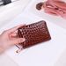 Card Bag Card Cases Card Holder For Women Crocodile Pattern Solid Color Accordion Simple Multi Card Slot Card Holder Zipper Coin Purse For Women_viptrois.com