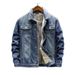Fleece Thickened Denim Jacket Men's Autumn Lamb Wool Men's Casual Jacket Thermal Cotton-padded Jacket Plus Size_viptrois.com