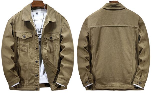 Men's Clothing New Casual Denim Jacket Spring, Same Style For Men And Women, Solid Color Clothes, Loose Denim Jacket With Dropped Shoulders, Trendy_viptrois.com